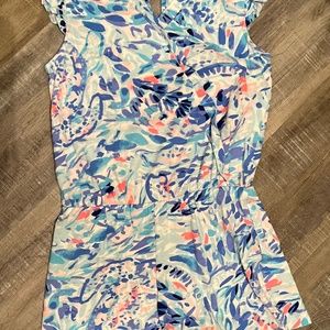 Lilly Pulitzer girls L (10-12) Romee Romper Breakwater Tint Blue